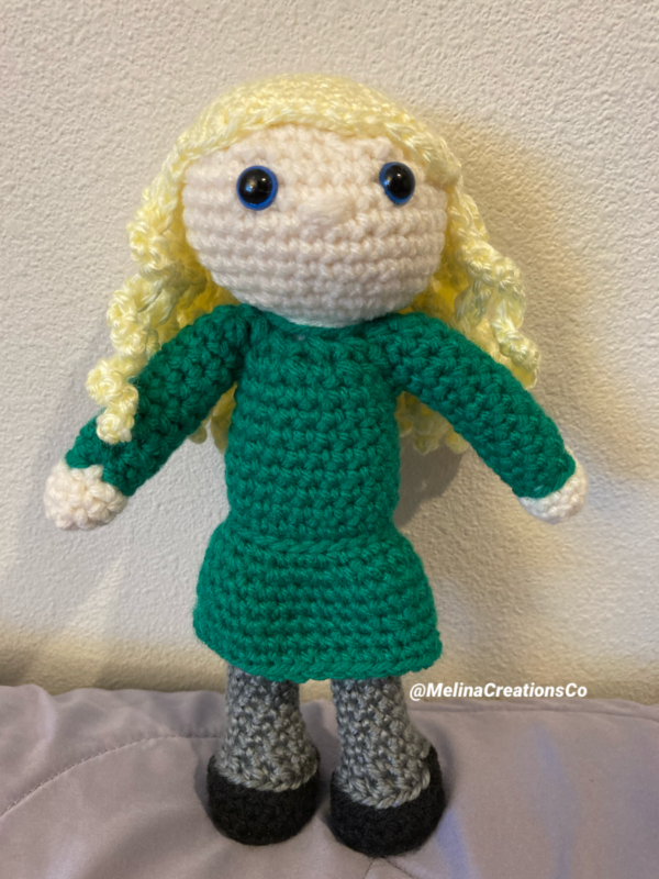 Blonde mini me crochet doll