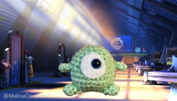 Crochet Mike Wazowski on Monsters Inc Scare Floor