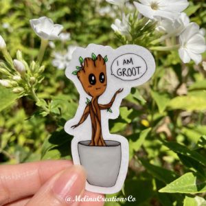 Baby Groot clear sticker