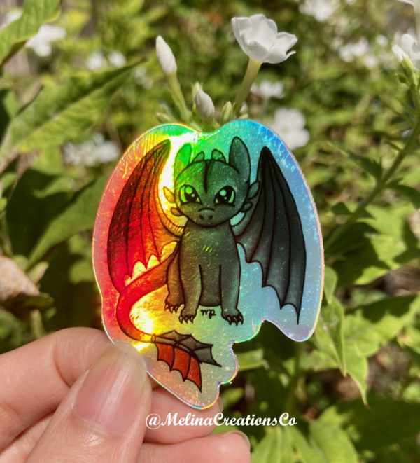 Toothless holographic sticker