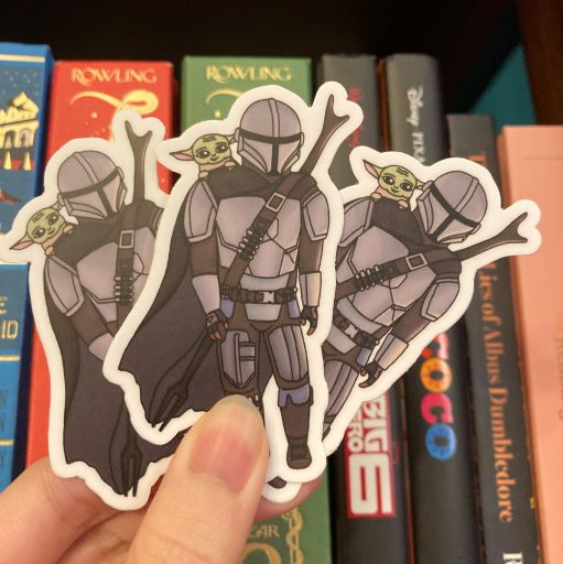 Die-cut Mando and Baby Yoda sticker